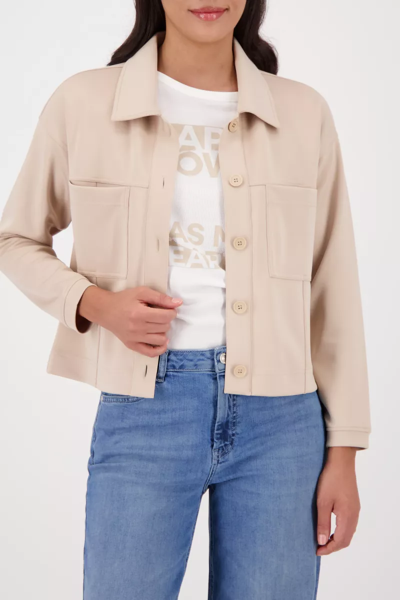 Monari-Sweat jacket with large pockets-410396-146 Sand-ZAND