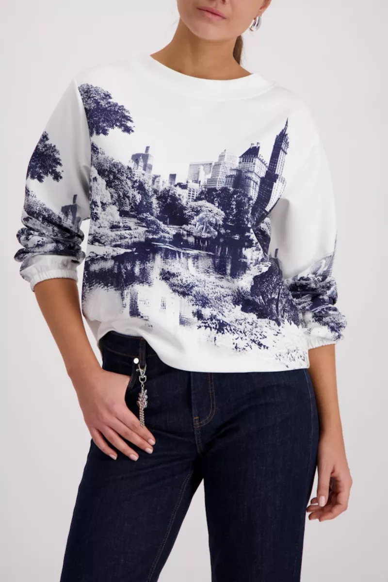 Monari-Sweatshirt with city print-410100-102 Off white-OFF WHITE