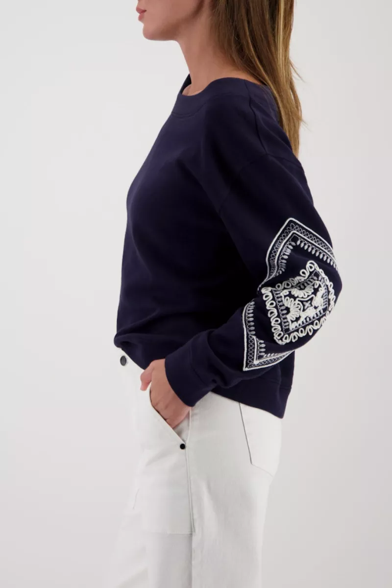 Monari-Sweatshirt with cord embroidery-410254-755 Marine-MARINE