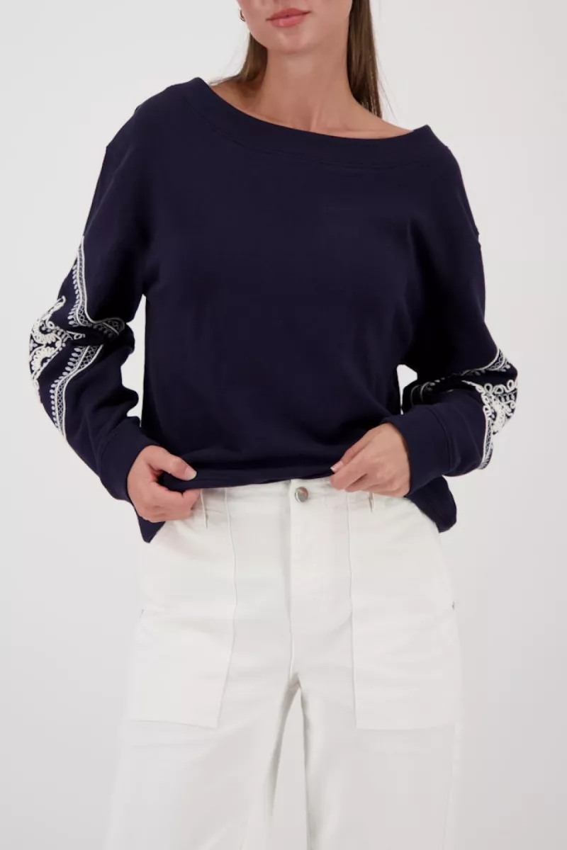 Monari-Sweatshirt with cord embroidery-410254-755 Marine-MARINE