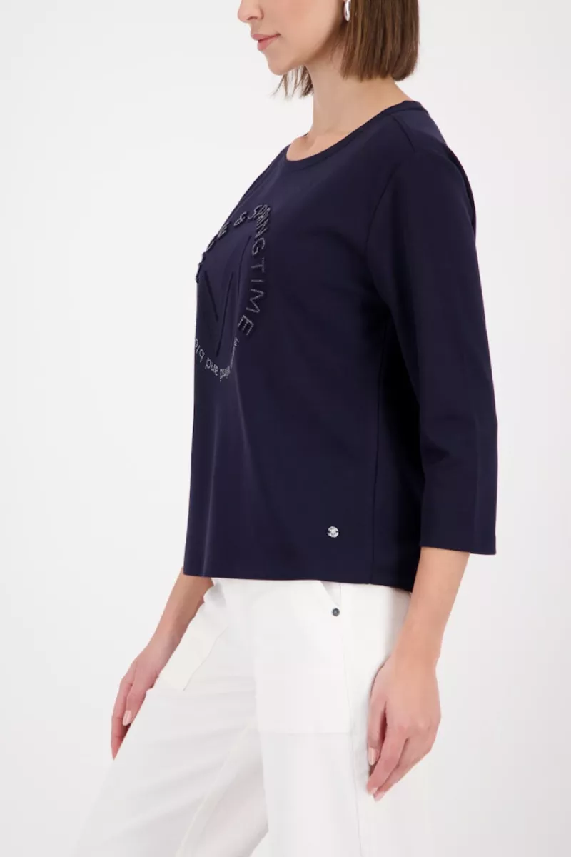 Monari-Sweatshirt with emblem-410174-755 Marine-NAVY