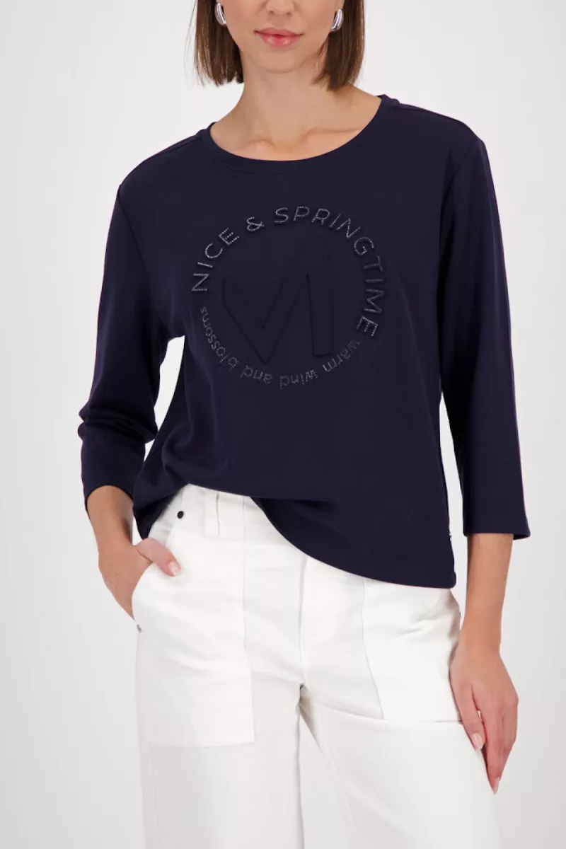 Monari-Sweatshirt with emblem-410174-755 Marine-NAVY
