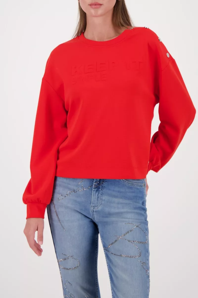 Monari-Sweatshirt with embossed lettering-410102-350 Chilli pepper-ROOD