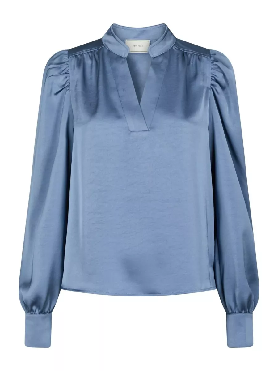 Neo Noir-Rosslynn Heavy Sateen Blouse-163769-407 Smoke Blue-BLUE