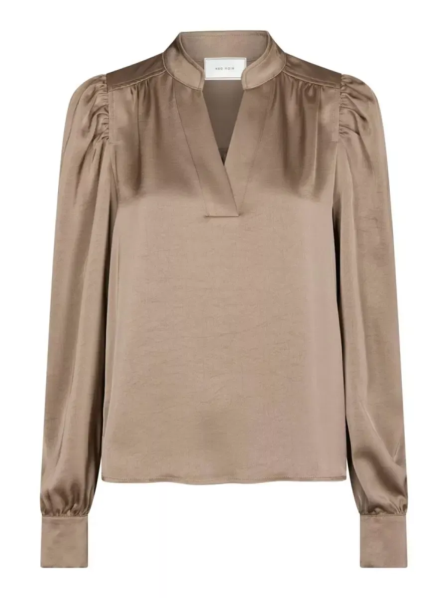 Neo Noir-Rosslynn Heavy Sateen Blouse-163769-811 Dark Taupe-TAUPE