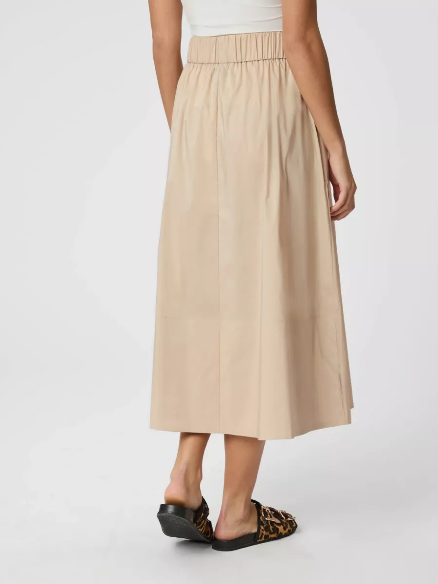 Neo Noir-Yara Poplin Skirt-158280-125 Dark Sand-ZAND