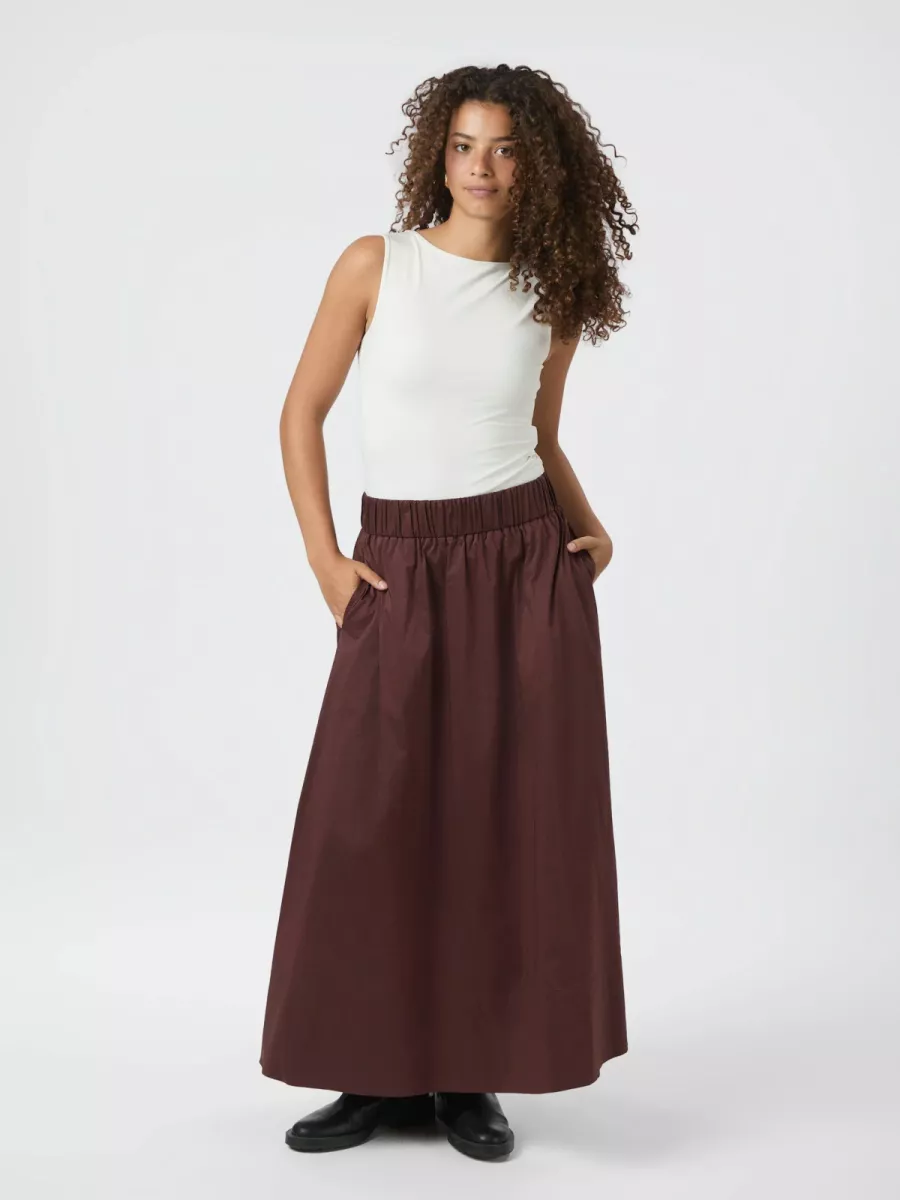Neo Noir-Yara Poplin Skirt-158280-174 Burgundy-BORDEAUX
