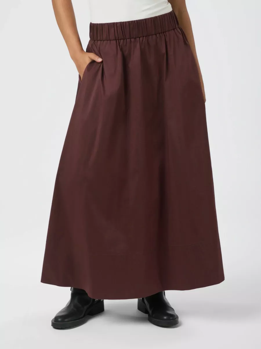 Neo Noir-Yara Poplin Skirt-158280-174 Burgundy-BORDEAUX