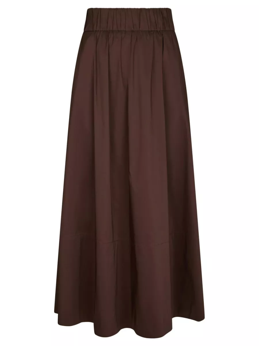 Neo Noir-Yara Poplin Skirt-158280-584 Chocolate Brown-CHOCOLADE