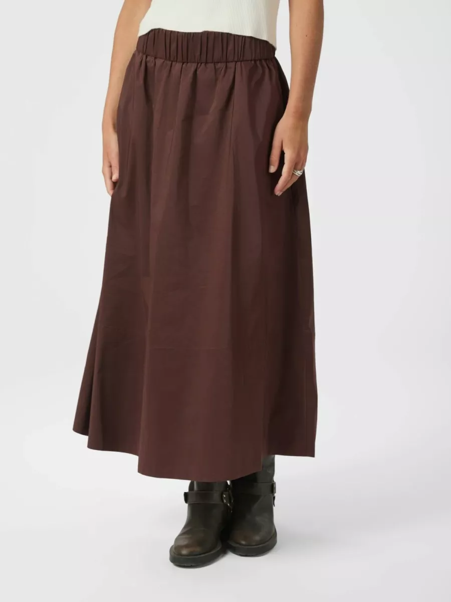Neo Noir-Yara Poplin Skirt-158280-584 Chocolate Brown-CHOCOLADE
