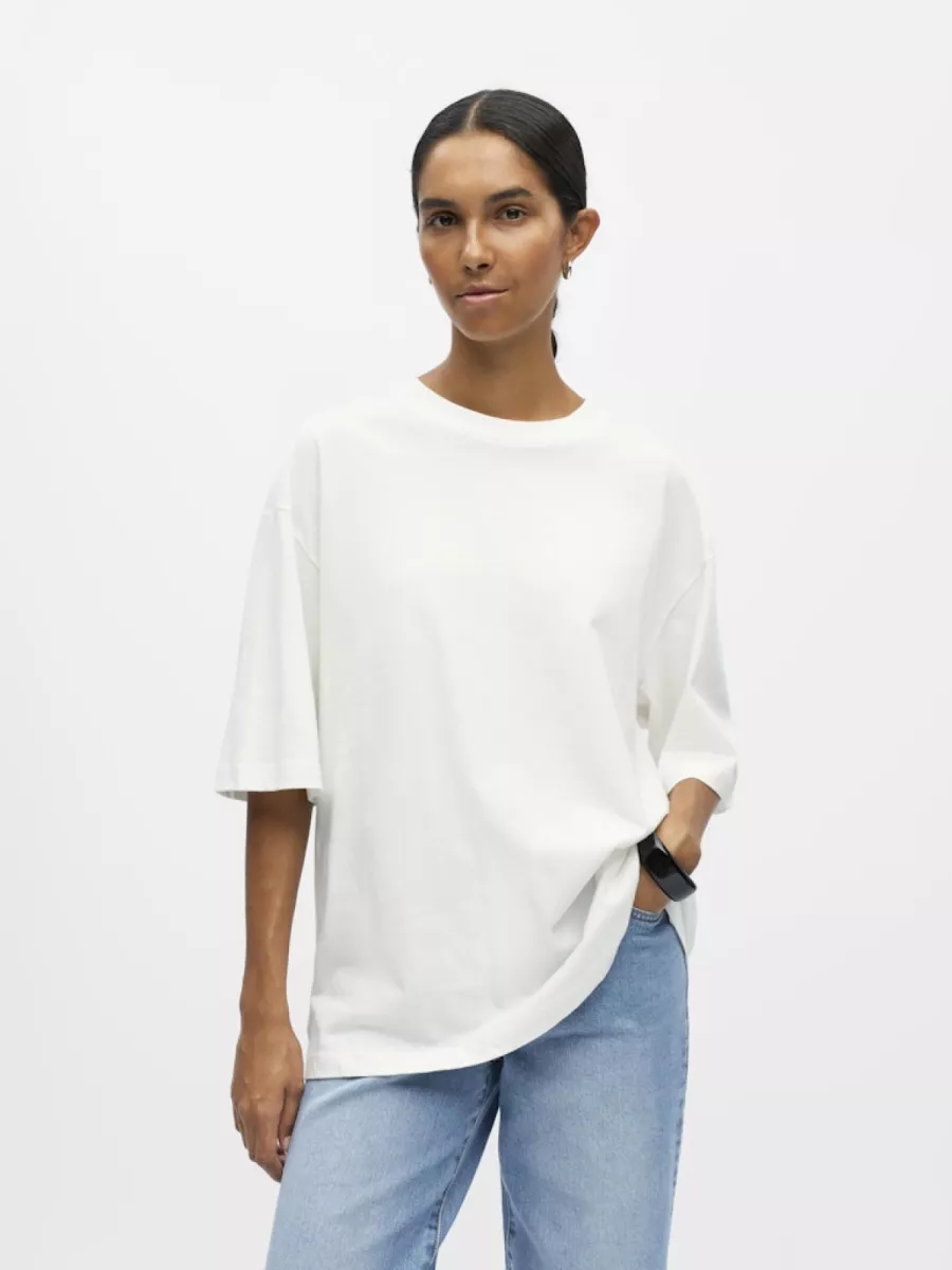 OBJECT-OBJGIMA 2/4 OVERSIZE T-SHIRT NOOS-23043497-Cloud Dancer-OFF WHITE