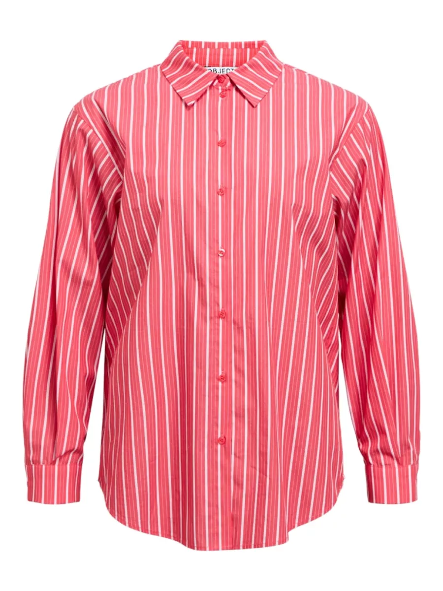 OBJECT-OBJTUTTA LO L/S SHIRT NOOS-23044666-Poinsetta Stripes-ROOD COMBINATIES
