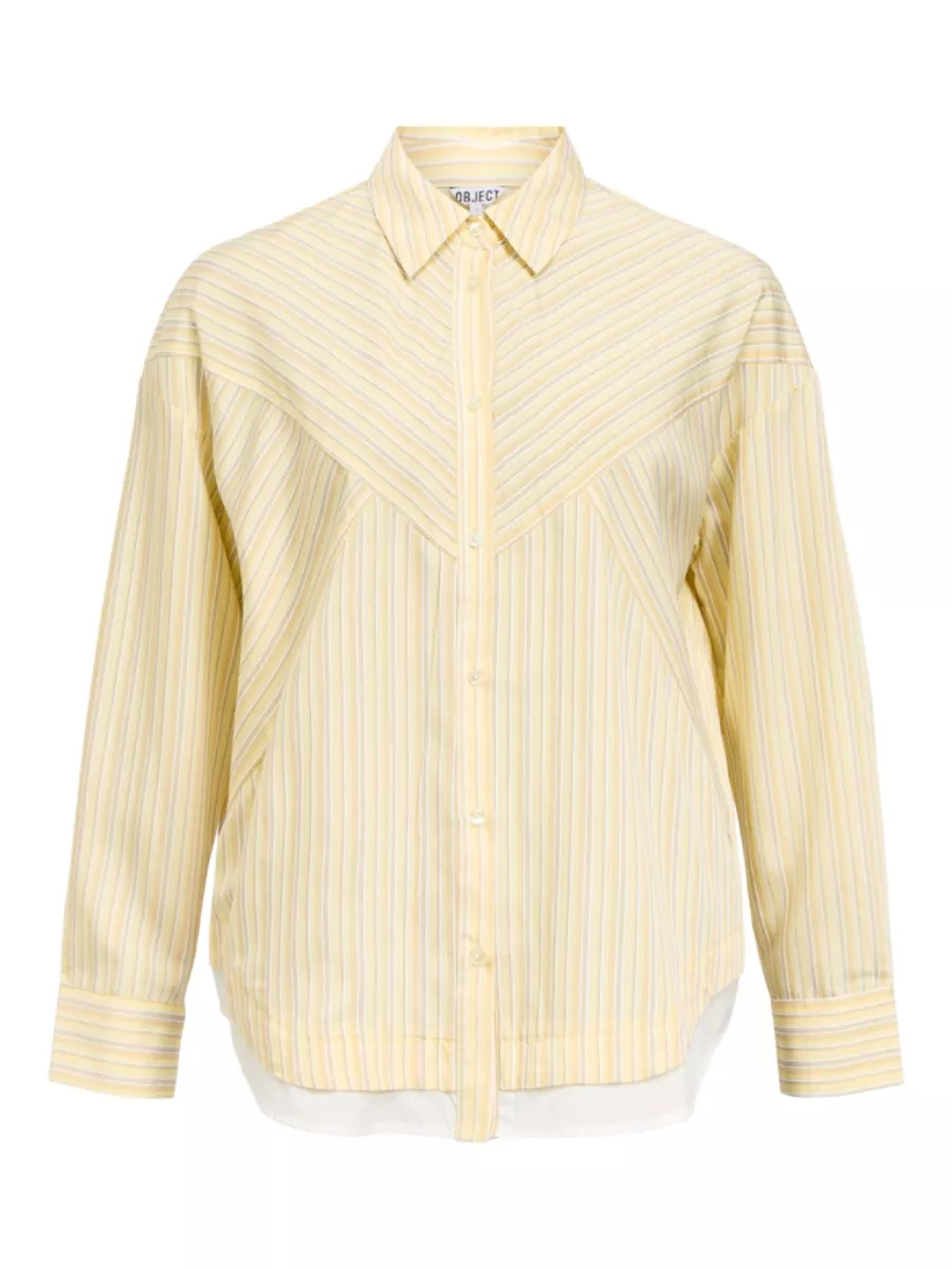 OBJECT-OBJUMA L/S LO SHIRT 143-23048312-Sunlight Stripes-GEEL COMBINATIES