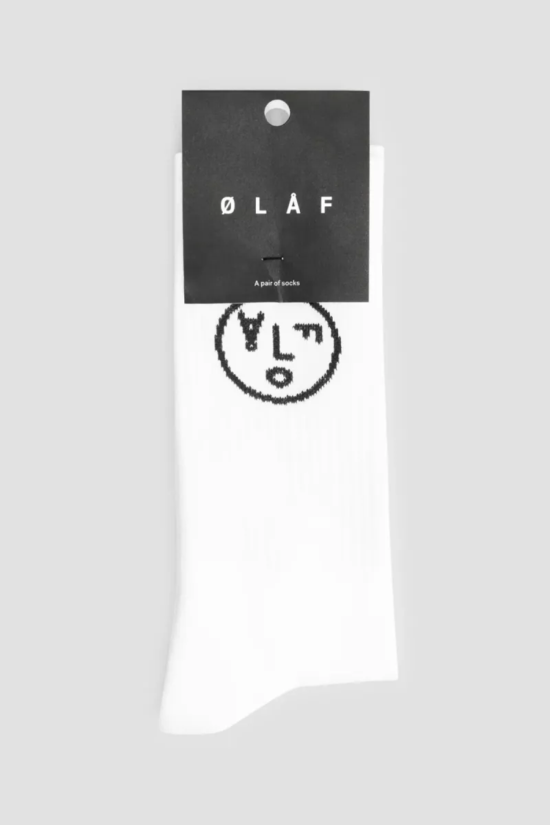 Olaf-Face socks-A220809-White black-WIT