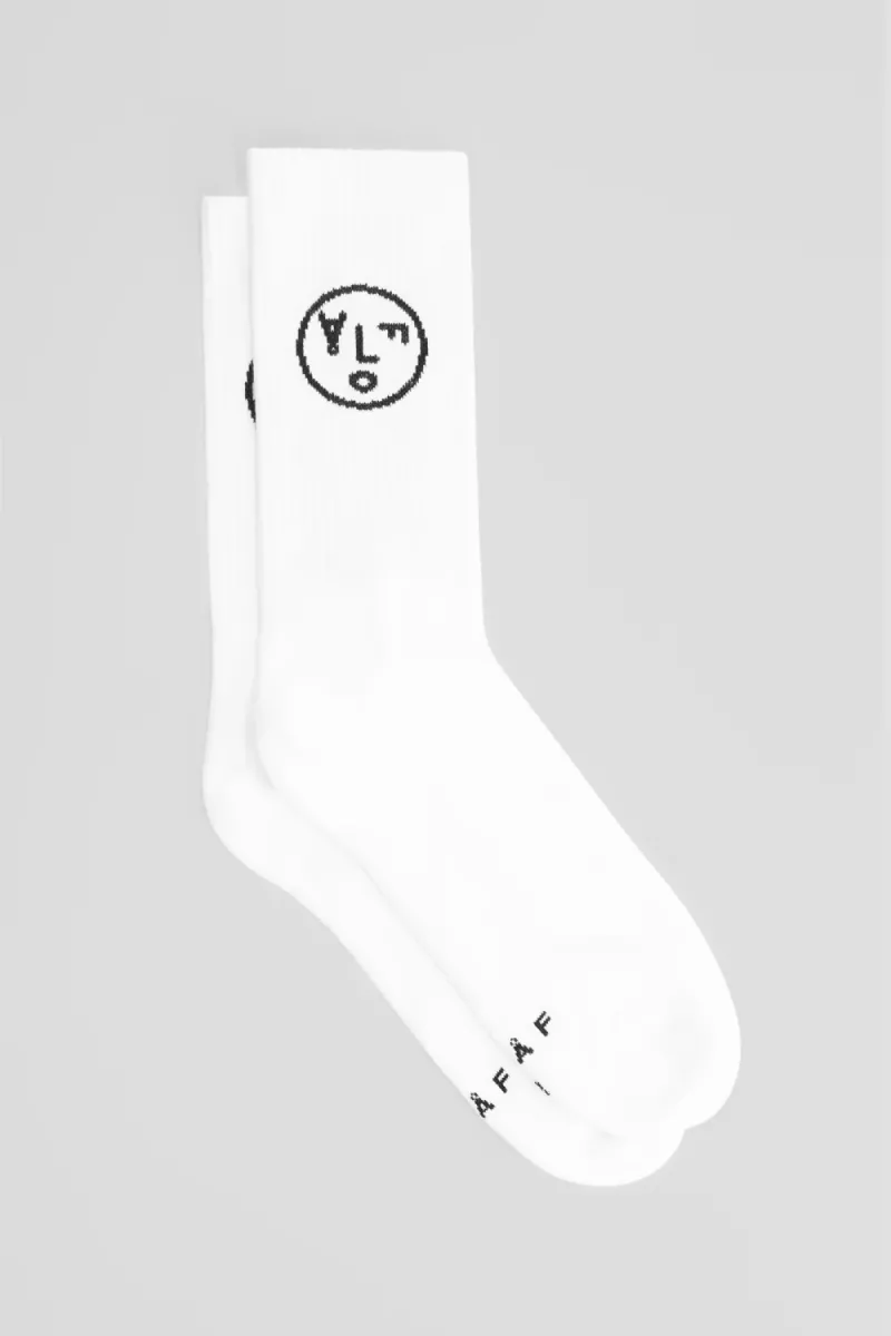 Olaf-Face socks-A220809-White black-WIT