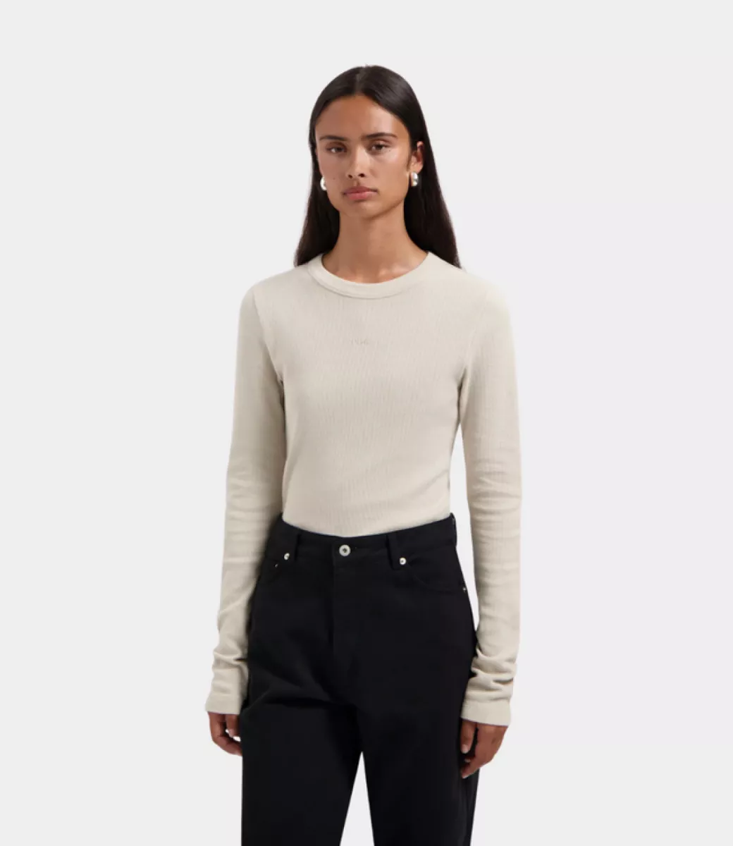 Olaf-Wide sleeve semi sheer top-W240111-Cement-CEMENT