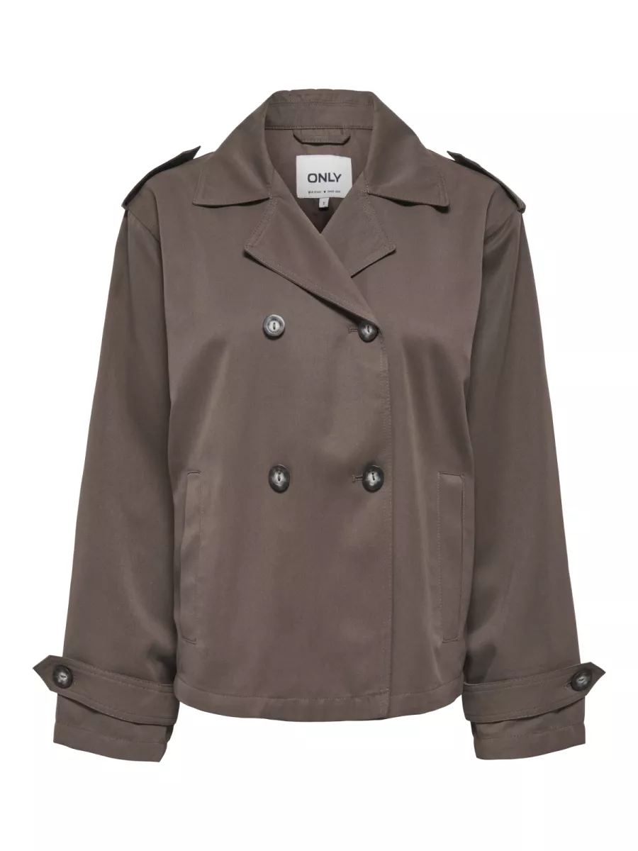 ONLY-ONLHANNAH SHORT LIFE TRENCHCOAT OTW-15371053-Chocolate Martini-CHOCOLADE