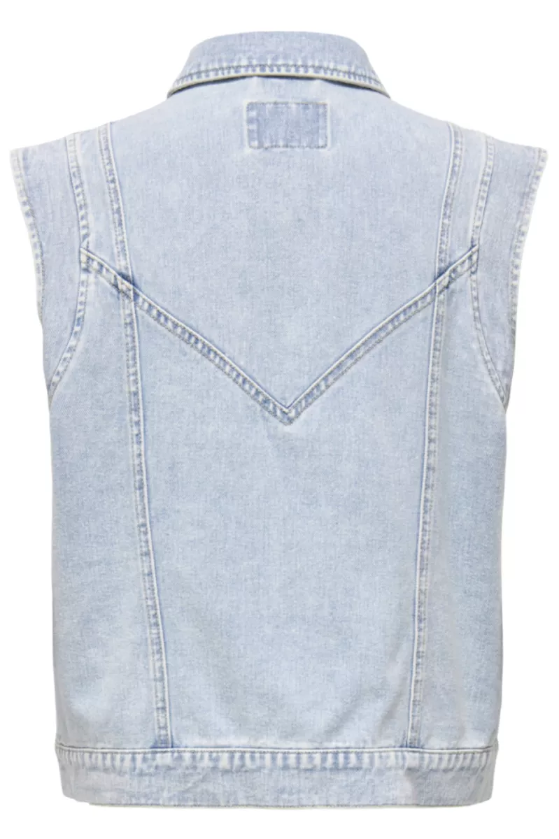 ONLY-ONLKENNEDY SL DNM WAISTCOAT BJ NOOS-15278041-Light Blue Denim-LICHT DENIM