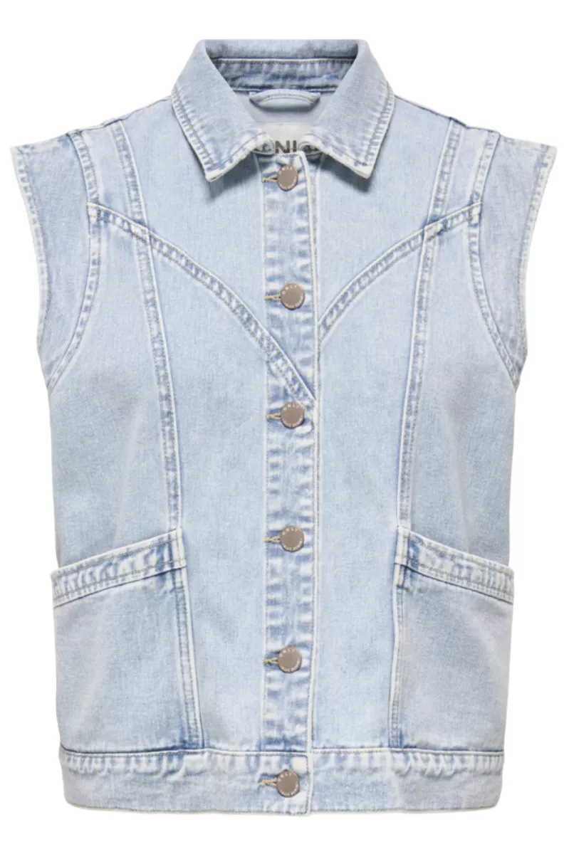 ONLY-ONLKENNEDY SL DNM WAISTCOAT BJ NOOS-15278041-Light Blue Denim-LICHT DENIM