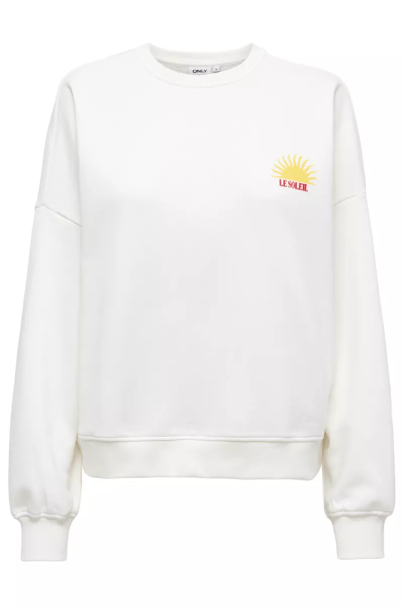 ONLY-ONLLINY L/S O-NECK PRINT CS SWT-15368263-Cloud Dancer-CREME