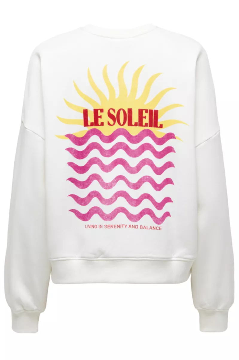 ONLY-ONLLINY L/S O-NECK PRINT CS SWT-15368263-Cloud Dancer-CREME