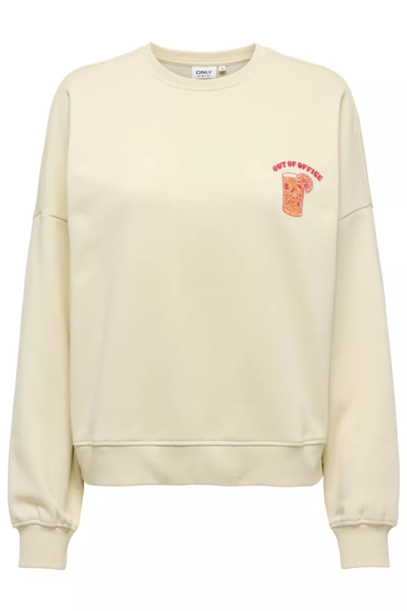 ONLY-ONLLINY L/S O-NECK PRINT CS SWT-15368263-Ecru-CREME