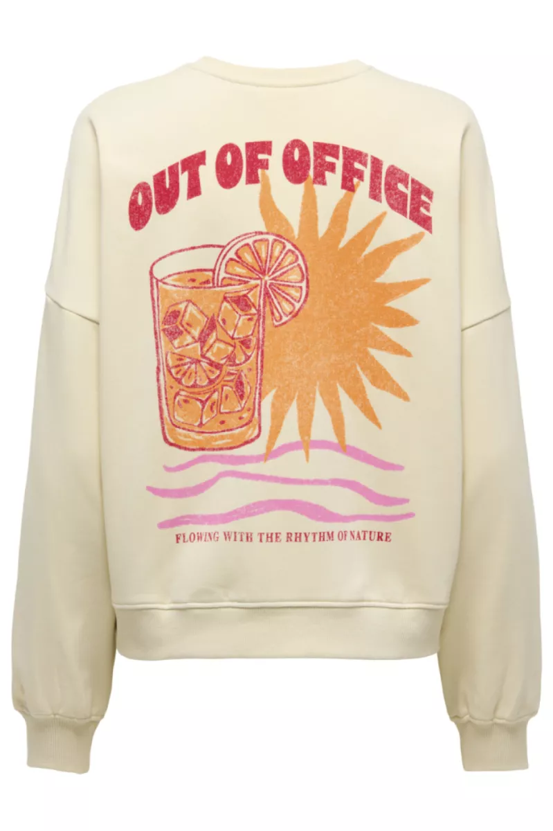 ONLY-ONLLINY L/S O-NECK PRINT CS SWT-15368263-Ecru-CREME