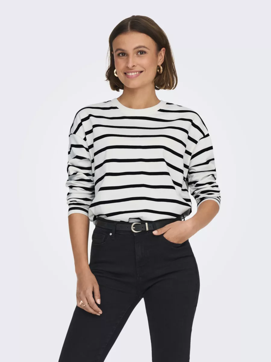 ONLY-ONLSOPH L/S STRIPE TOP JRS-15310399-Black-BLACK