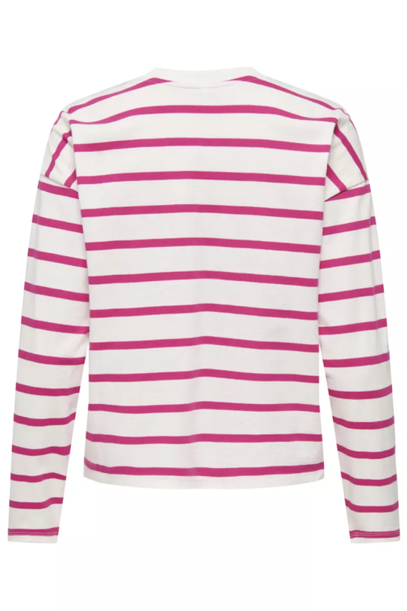 ONLY-ONLSOPH L/S STRIPE TOP JRS-15310399-Pink Yarrow-CREME