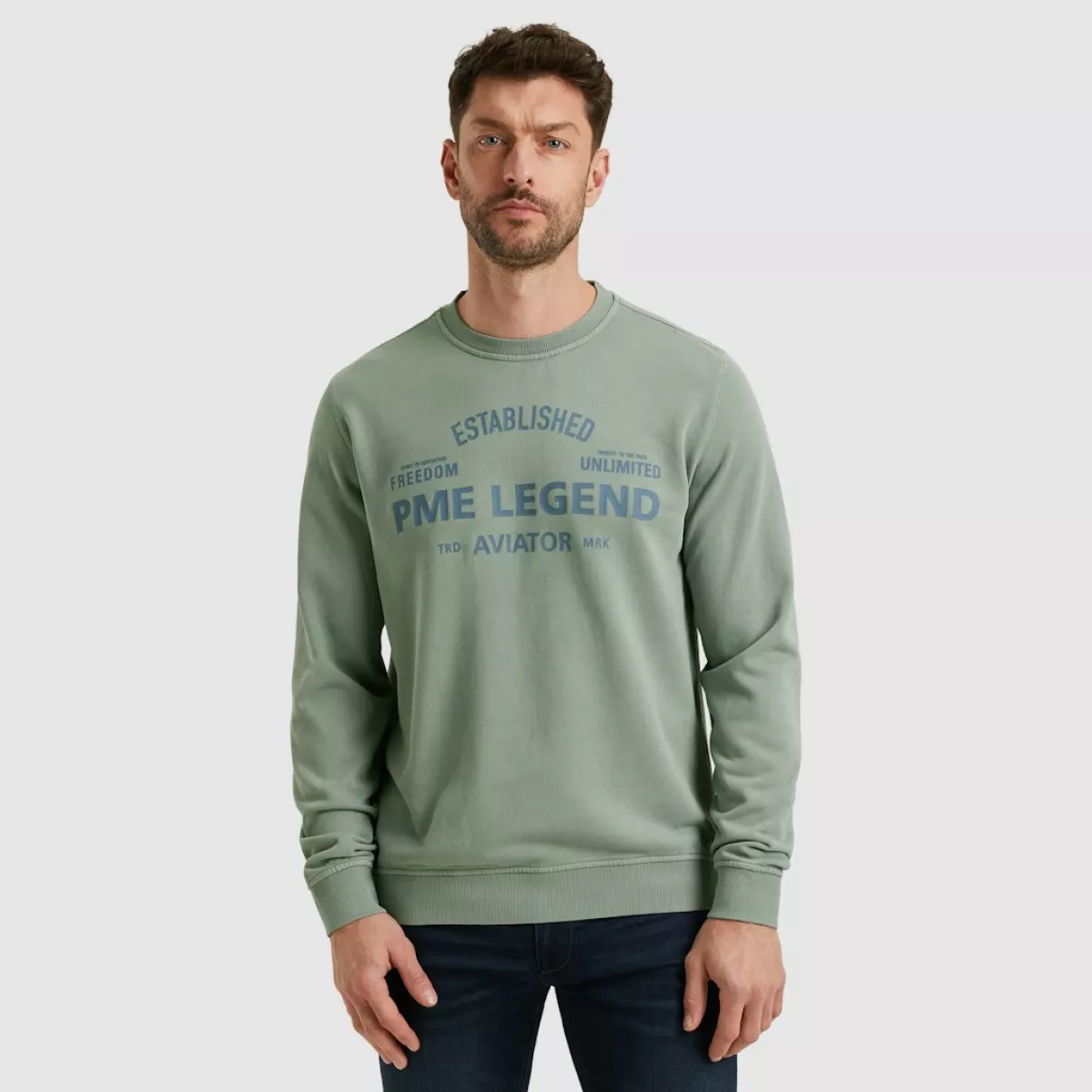 PME LEGEND-Crewneck terry garment dyed-PSW2508430-5226-BLAUW