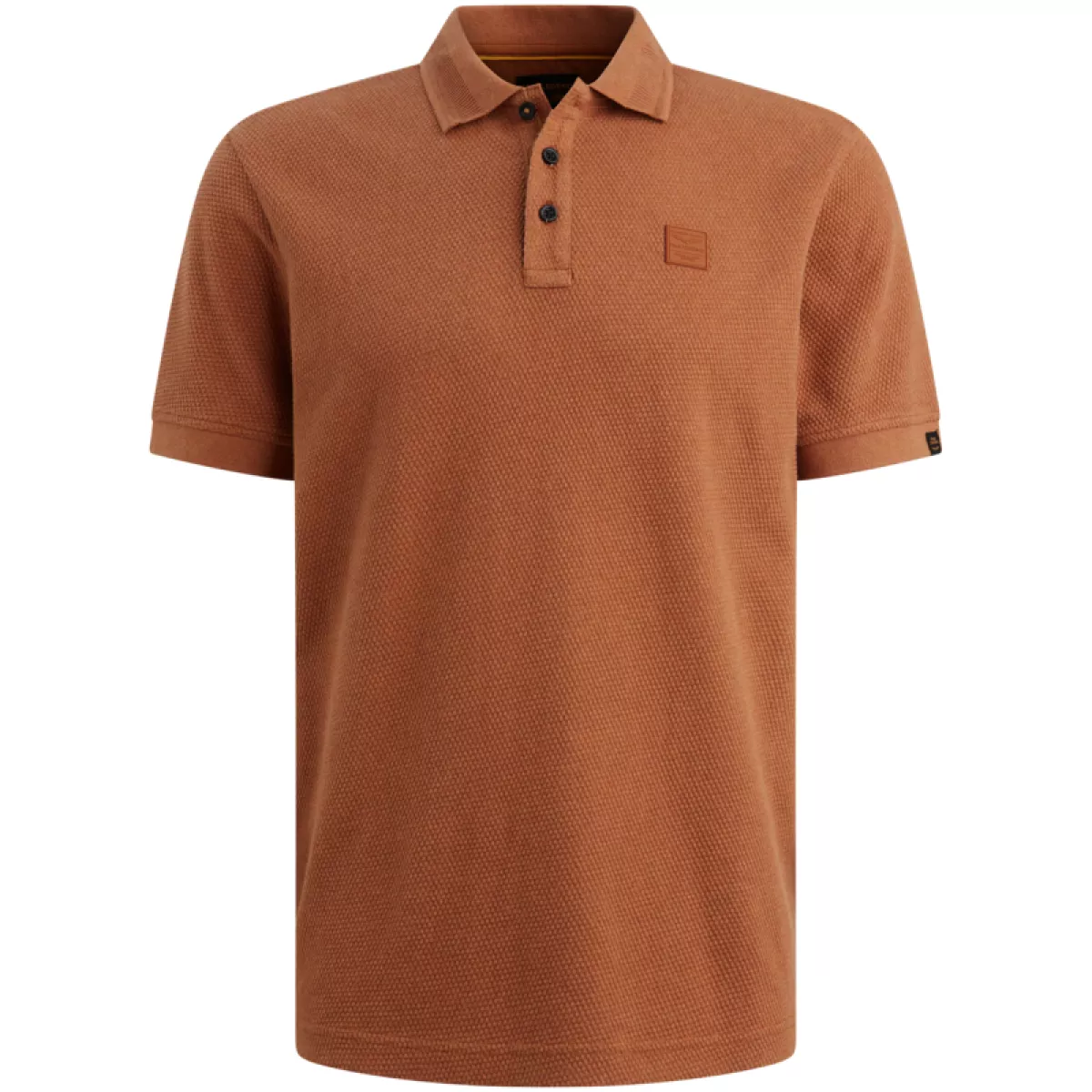 PME LEGEND-Short sleeve polo popcorn jersey-PPSS2602856-8127 Glazed ginger-BEIGE