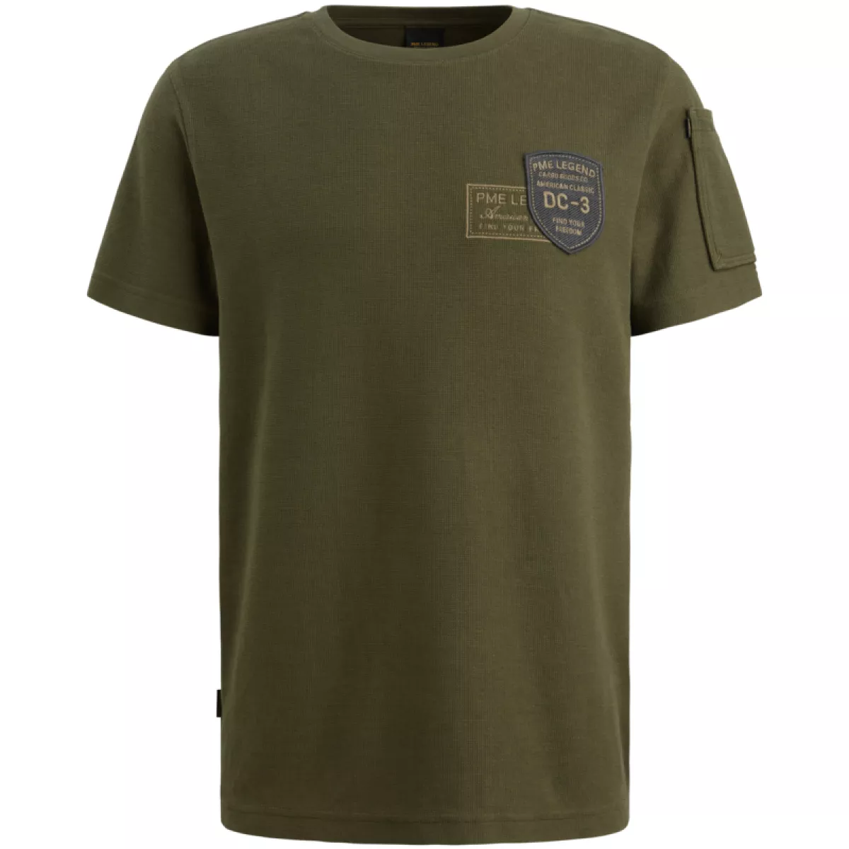 PME LEGEND-Short sleeve r-neck structured piq-PTSS2602572-6415 Ivy green-GROEN