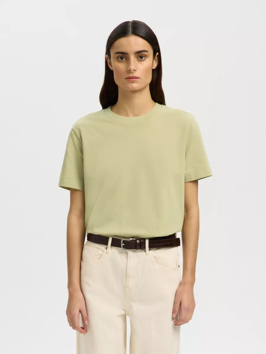 Selected Femme-SLFESSENTIAL SS BOXY TEE NOOS-16087919-Lint-MINT GROEN