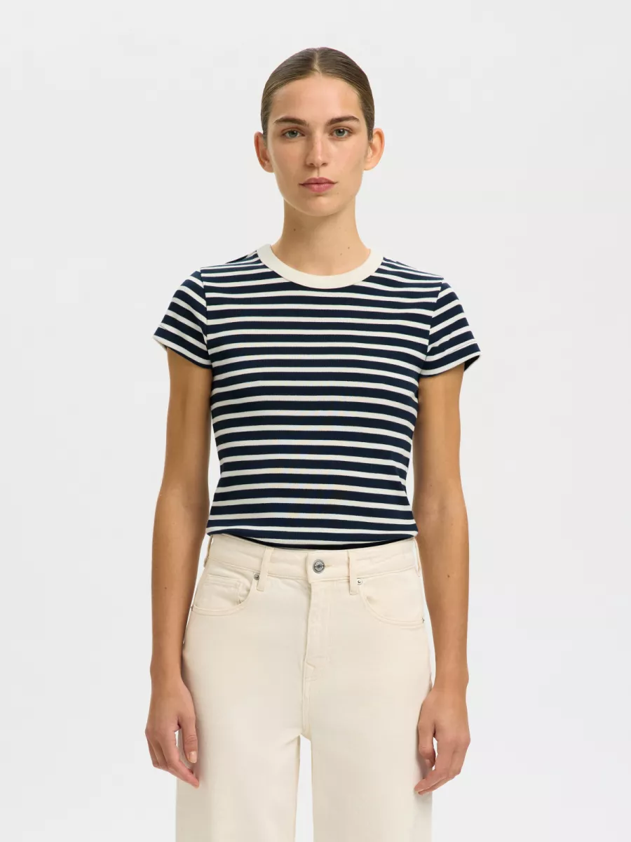 Selected Femme-SLFMILLY SS TEE-16100789-Dark Sapphire-NAVY