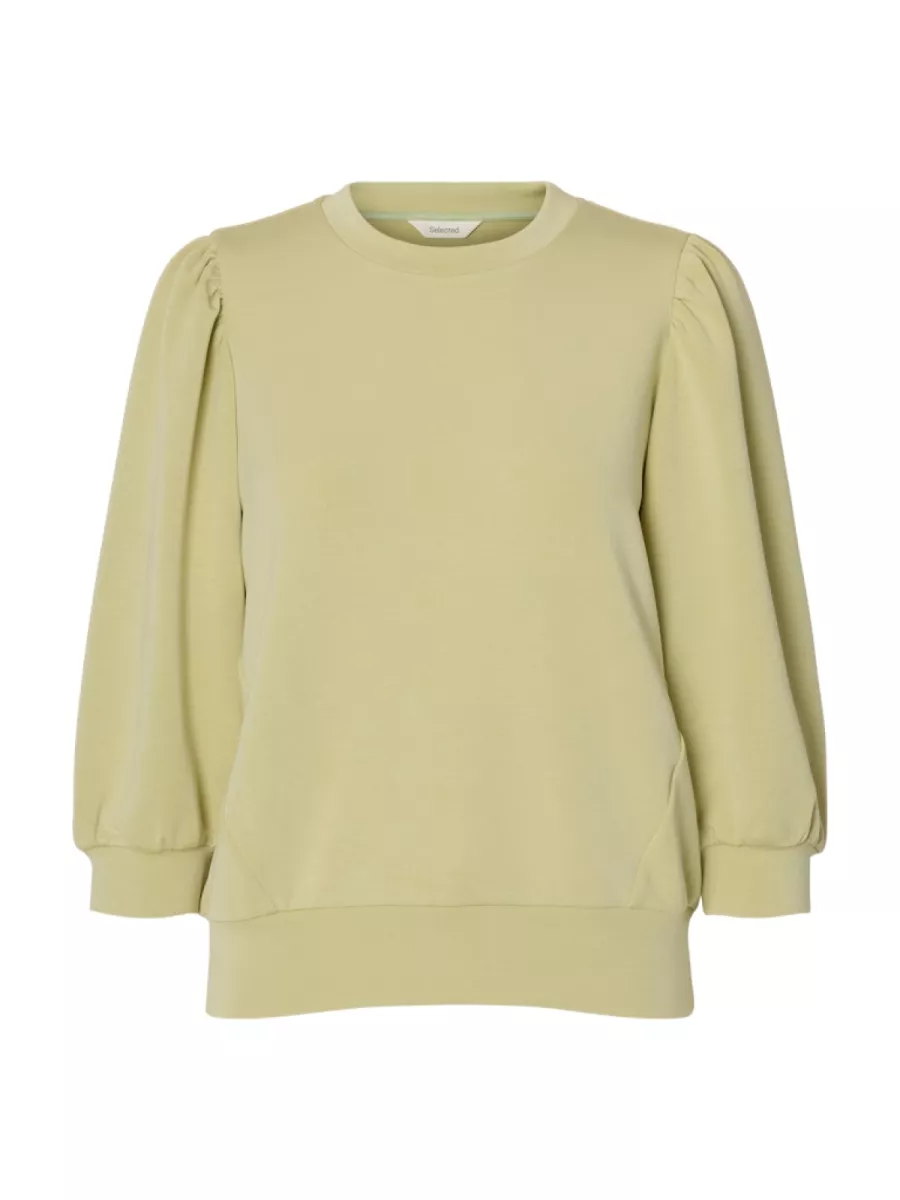 Selected Femme-SLFTENNY 3/4 SWEAT TOP NOOS-16082379-Lint-LICHT GROEN