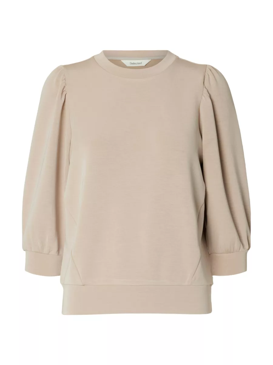 Selected Femme-SLFTENNY 3/4 SWEAT TOP NOOS-16082379-Pure Cashmere-LICHT BLAUW