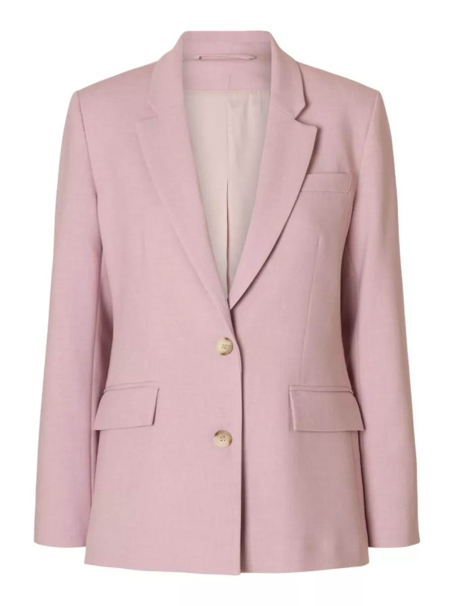 Selected Femme-SLWRITA LS CLASSIC BLAZER MEL NOOS-16094203-Bleached Mauve-OUD ROSE