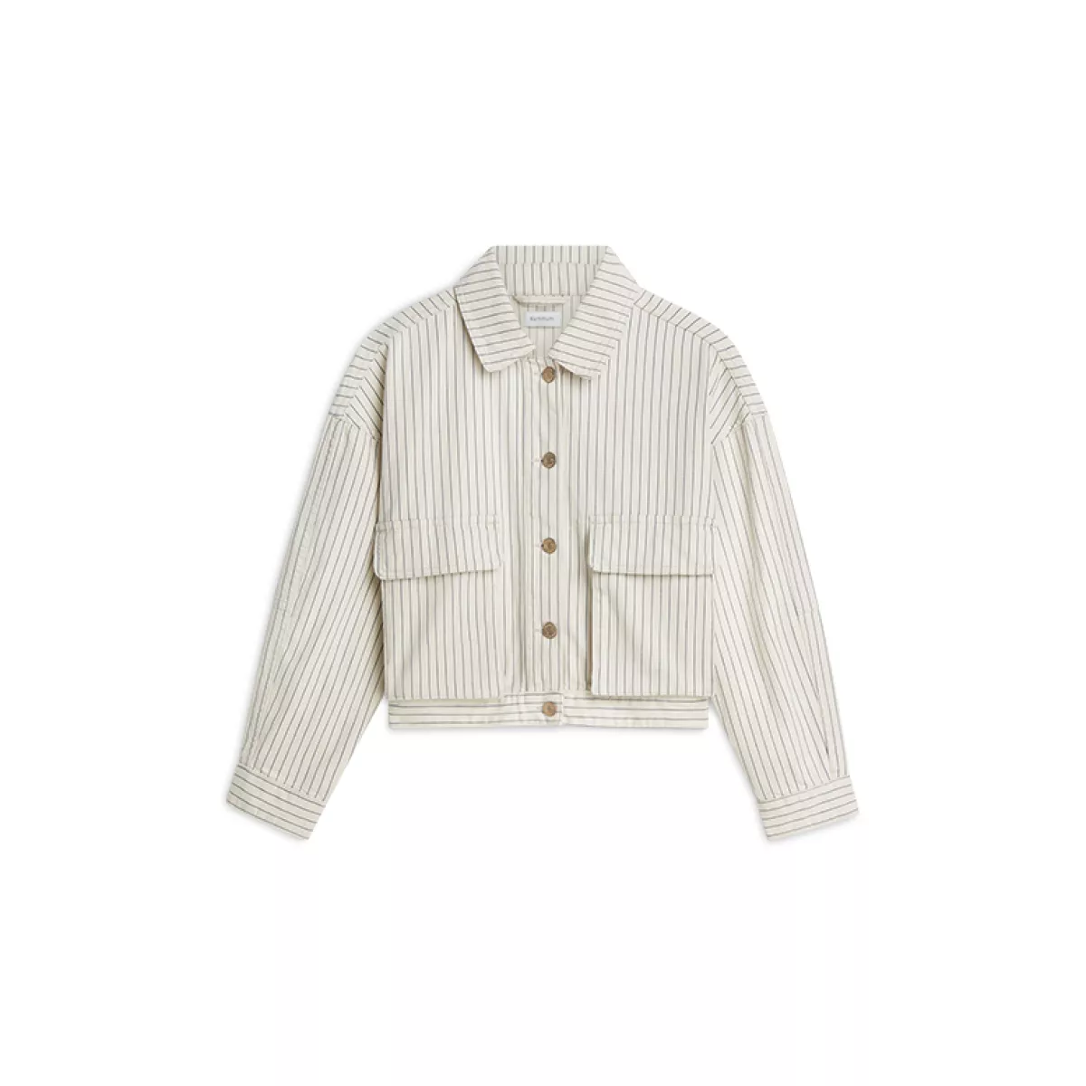 Summum-Boxy jacket yarn dyed stripe-1s1289-12403-122 Ivory-OFF WHITE