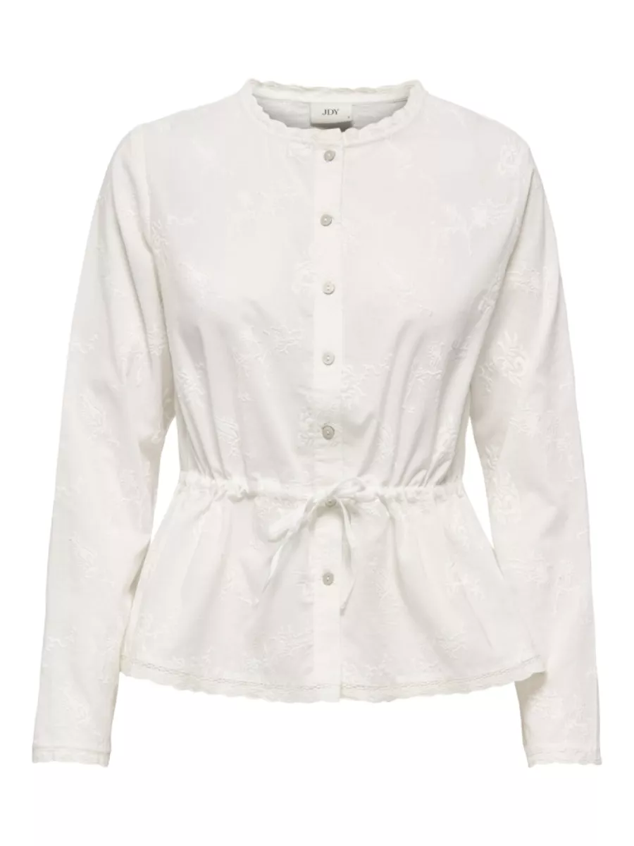 VERO MODA-JDYMELLIE L/S EMB. STRING SHIRT-15370613-Cloud Dancer-OFF WHITE