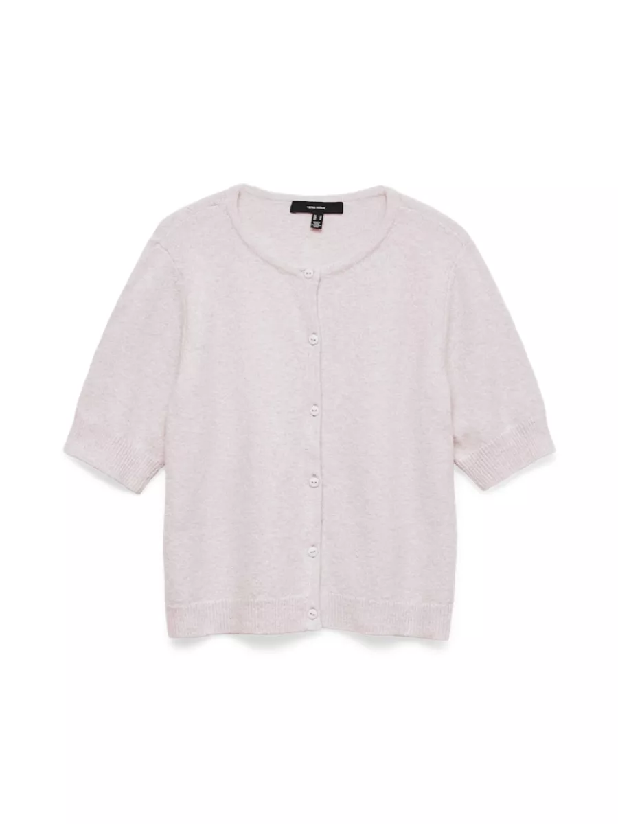 VERO MODA-VMDOFFY 2/4 O-NECK BUTTON CARDIGAN-10345011-Pink-A-Boo-ROSE