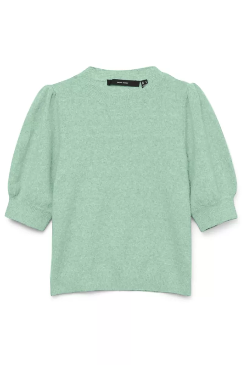 VERO MODA-VMDOFFY 2/4 O-NECK PULLOVER GA NOOS-10278313-Birds Egg Green-GROEN