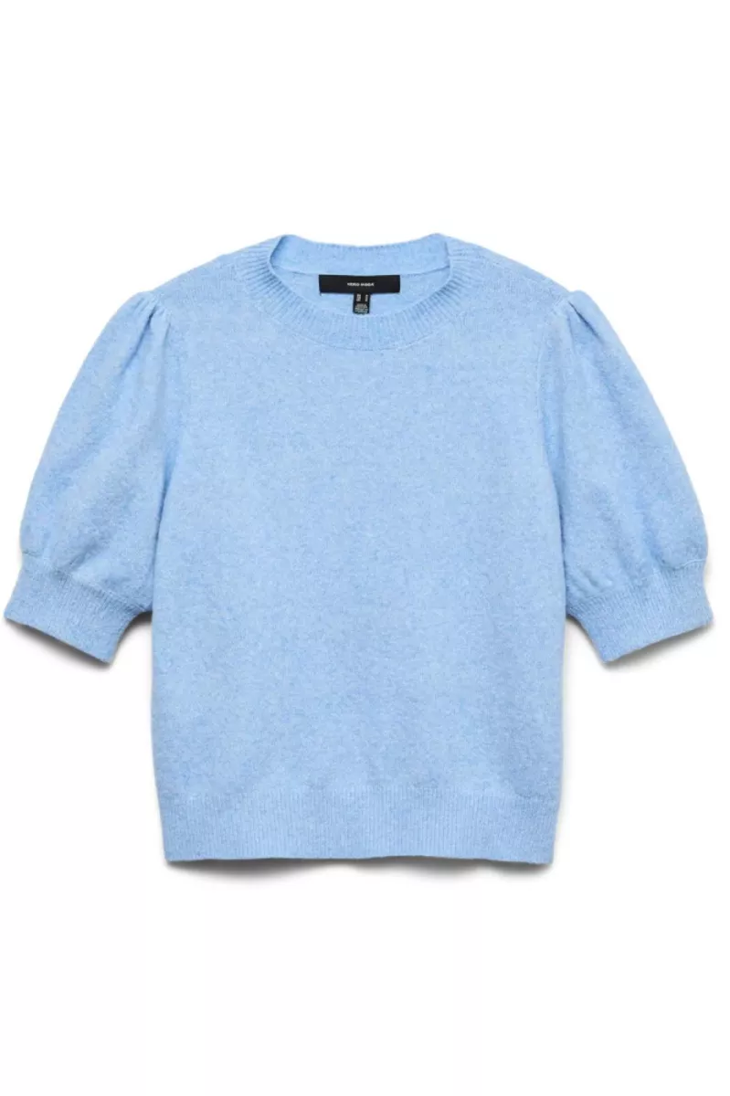 VERO MODA-VMDOFFY 2/4 O-NECK PULLOVER GA NOOS-10278313-Cashmere Blue-BLUE