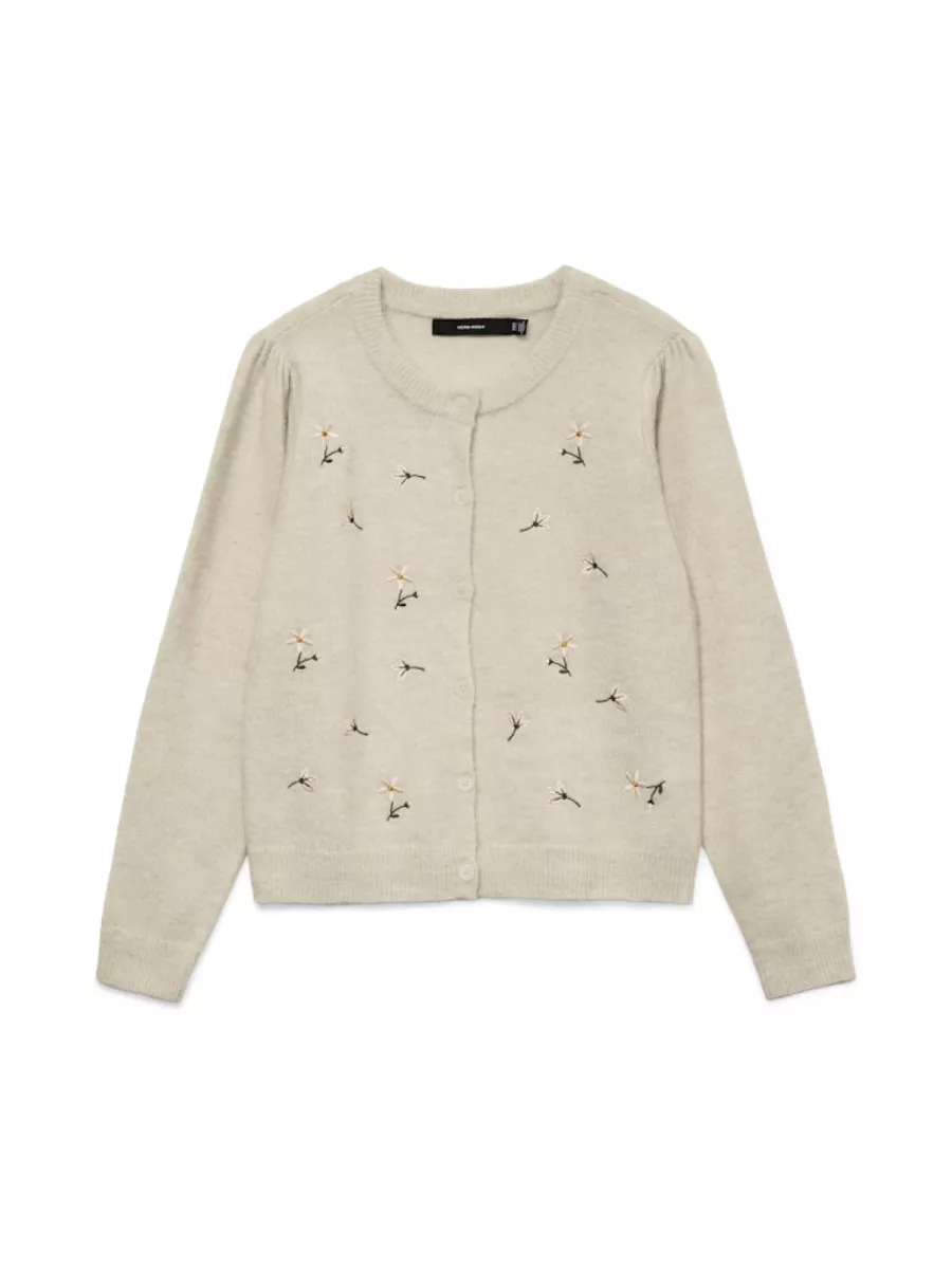 VERO MODA-VMFIORELLA EMB LS O-NECK SHORT CARD-10340096-Birch-CREME