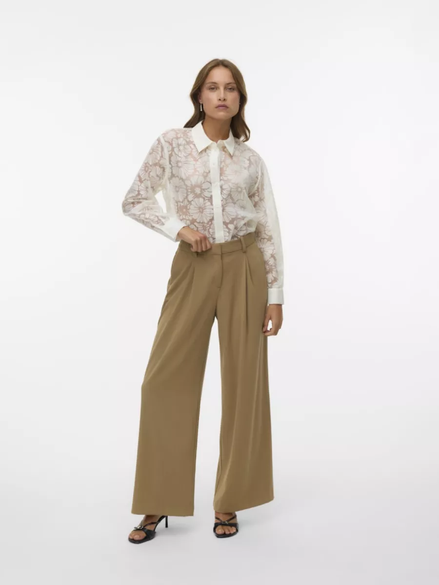 VERO MODA-VMKOVA LS SHIRT WVN-10340599-Cloud Dancer-CREME