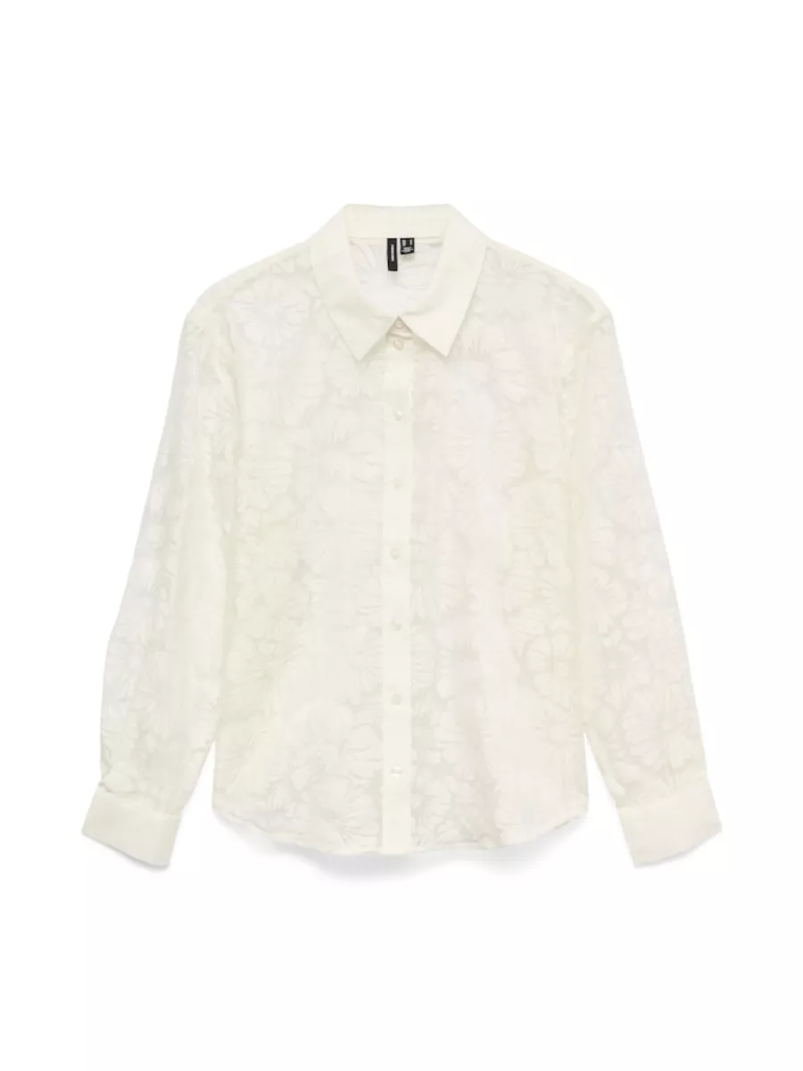 VERO MODA-VMKOVA LS SHIRT WVN-10340599-Cloud Dancer-CREME