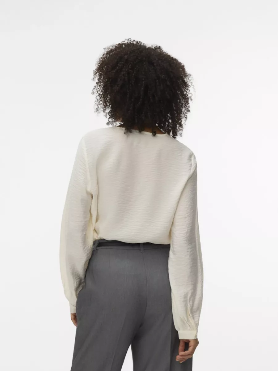VERO MODA-VMURLI V-NECK LS TOP WVN GA-10338835-Cloud Dancer-CREME