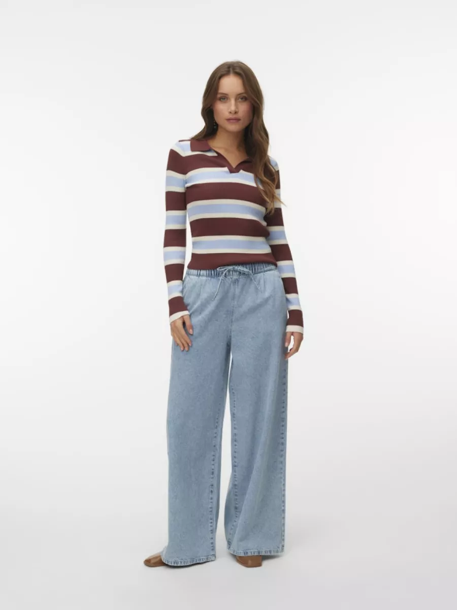 VERO MODA-VMVALERIA MR WIDE PULL UP JEANS NOO-10340282-Light Blue Dnim-LICHT DENIM