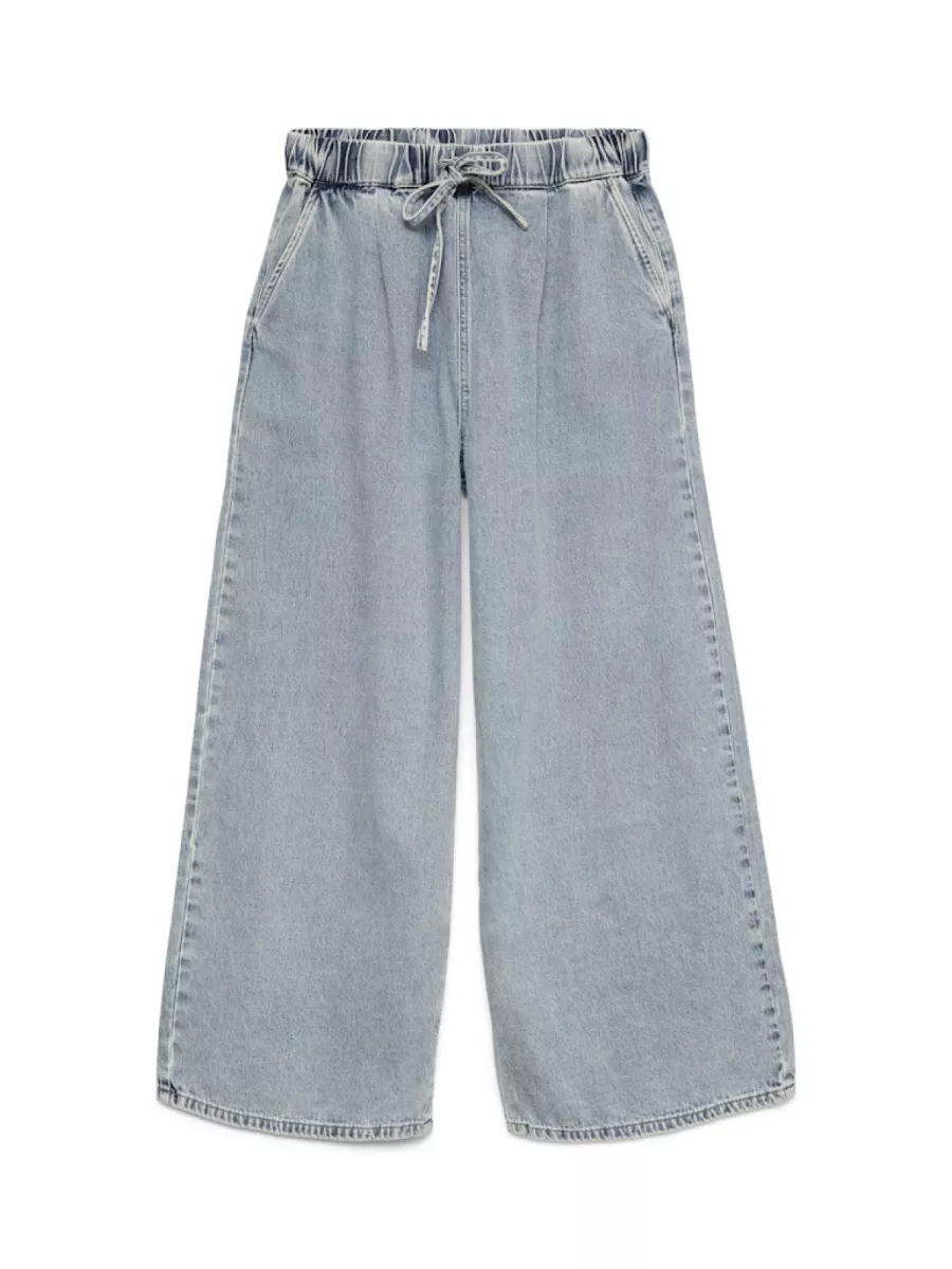 VERO MODA-VMVALERIA MR WIDE PULL UP JEANS NOO-10340282-Light Blue Dnim-LICHT DENIM