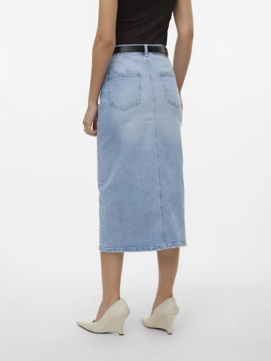 VERO MODA-VMVERI HR CALF DENIM SKIRT GA NOOS-10295731-Light Blue Denim-LICHT DENIM
