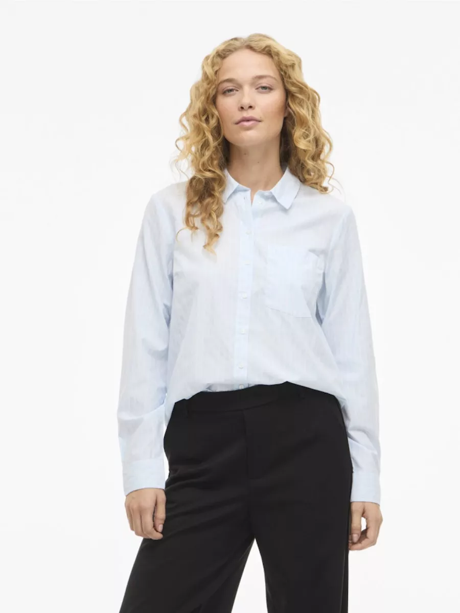 VILA-VIDARMA L/S REGULAR SHIRT - NOOS-14110541-Nantucket Breeze-LICHT BLAUW